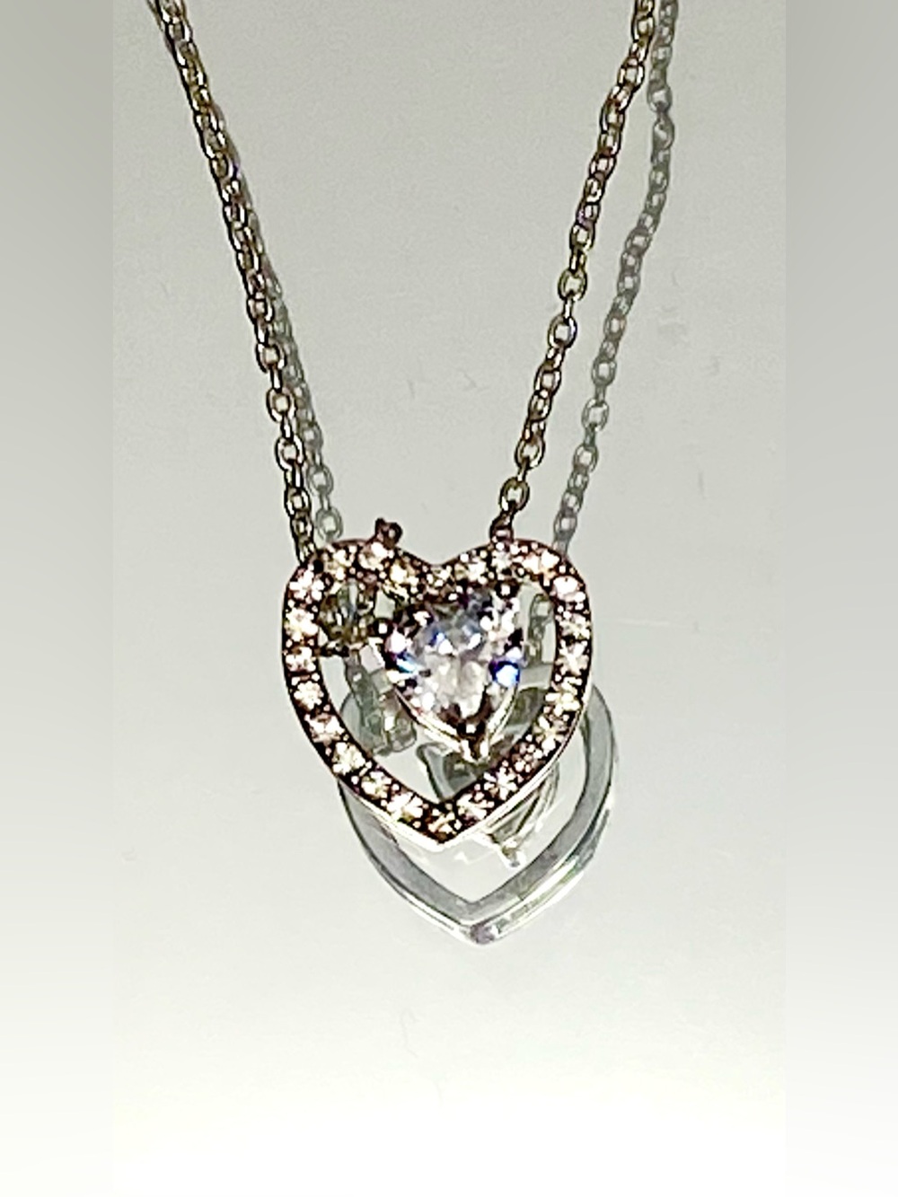 Heart Halo CZ Pendant Necklace w light box - Picture 2 of 6